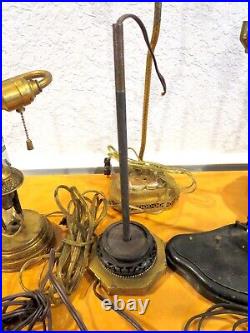 LAMP Bases ANTIQUE Brass/Bronze And Parts LOT EDWARD FARMER