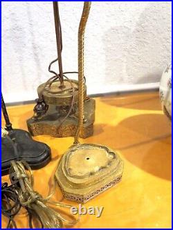 LAMP Bases ANTIQUE Brass/Bronze And Parts LOT EDWARD FARMER