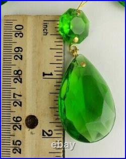 LOT of 20 Vintage Emerald Green glass Crystal Prism Lamp Chandelier Parts set#2