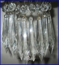 LOT of 36 vintage French U-drop Crystal Glass Prism Lamp Chandelier Parts old