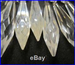 LOT of 36 vintage French U-drop Crystal Glass Prism Lamp Chandelier Parts old