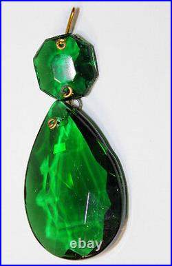 LOTof20 Vintage Emerald Green German glass Crystal Prism Lamp Chandelier Parts