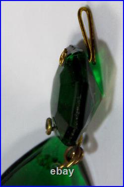 LOTof20 Vintage Emerald Green German glass Crystal Prism Lamp Chandelier Parts
