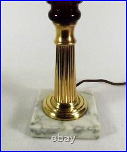 Lamp AntiqueTable Lamp Cut to Ruby Brass Marble Solid Brass Parts Beautiful Cond