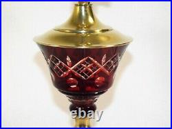 Lamp AntiqueTable Lamp Cut to Ruby Brass Marble Solid Brass Parts Beautiful Cond
