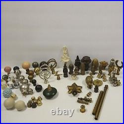 Lamp Finials Parts Vintage Glass Ceramic Brass Lucite Cast Metal 50+ pcs