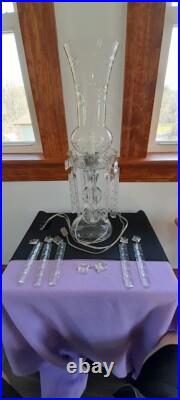 Large Vintage Crystal Prism Candlelight Bulb Electric Table Lamp with Extra Parts