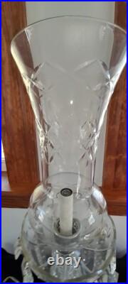 Large Vintage Crystal Prism Candlelight Bulb Electric Table Lamp with Extra Parts