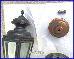 Large pair of classic vintage outdoor brass lanterns for parts or restoration