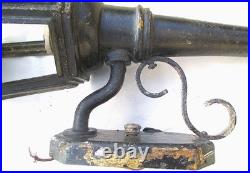 Large pair of classic vintage outdoor brass lanterns for parts or restoration