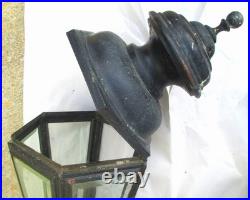 Large pair of classic vintage outdoor brass lanterns for parts or restoration