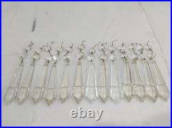 Lot 13 Cut Clear Crystal Prisms Chandelier Lustre Lamp Parts Spears Vtg