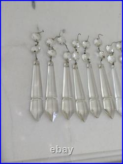 Lot 13 Cut Clear Crystal Prisms Chandelier Lustre Lamp Parts Spears Vtg