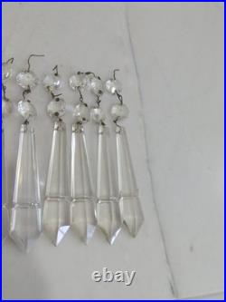 Lot 13 Cut Clear Crystal Prisms Chandelier Lustre Lamp Parts Spears Vtg