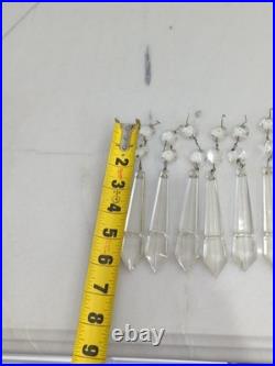 Lot 13 Cut Clear Crystal Prisms Chandelier Lustre Lamp Parts Spears Vtg