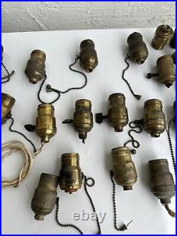 Lot 26 Antique Sockets GE Bryant Roberts Hubbell lamp Parts Restore Repair 1H