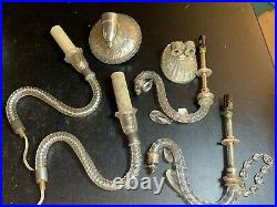 Lot 4 Antique Glass S Arms Lamp Fixture Parts 2 Styles Spiral & Dot AS IS PARTS