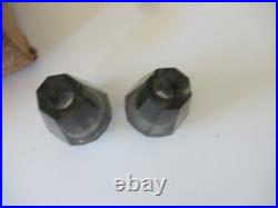 Lot 6 Vintage Faceted Gray Smokey Glass Table Lamp Spacer Parts Oblong XL 2.5