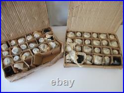 Lot 6 Vintage Faceted Gray Smokey Glass Table Lamp Spacer Parts Oblong XL 2.5