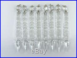 Lot 8 Vtg/Antique Lamp Crystal Spear Head Prism with Octagon Replacement Parts 7