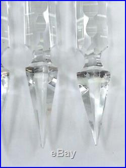 Lot 8 Vtg/Antique Lamp Crystal Spear Head Prism with Octagon Replacement Parts 7