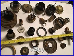 Lot A of 25pc Vintage Antique Oil Lamp Parts Wicks, Burners, Aladdin, PA Etc