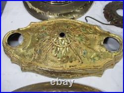 Lot Antique Ceiling Light Lamp Chandelier Gas & Electric Brass Cast Iron Parts