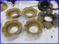 Lot Antique Ceiling Light Lamp Chandelier Gas & Electric Brass Cast Iron Parts