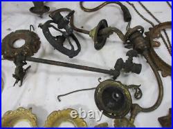 Lot Antique Ceiling Light Lamp Chandelier Gas & Electric Brass Cast Iron Parts