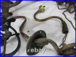Lot Antique Ceiling Light Lamp Chandelier Gas & Electric Brass Cast Iron Parts