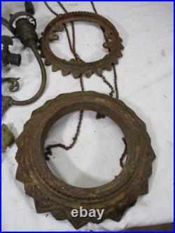 Lot Antique Ceiling Light Lamp Chandelier Gas & Electric Brass Cast Iron Parts