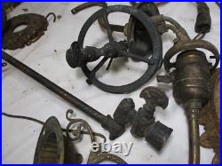 Lot Antique Ceiling Light Lamp Chandelier Gas & Electric Brass Cast Iron Parts