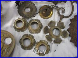 Lot Antique Ceiling Light Lamp Chandelier Gas & Electric Brass Cast Iron Parts