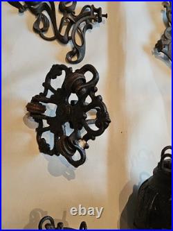 Lot Antique Victorian Hanging Oil Kerosene Lamp Counter Weight Cast Iron parts