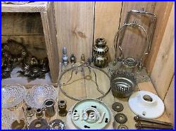 Lot Antique Vtg Chandelier Lamp Light Fixture Parts Repair Refurbish SALVAGE etc