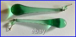 Lot Of 20 Vintage Chandelier Lamp Green Crystals Glass Prisms Parts
