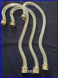 Lot Of 3 Pieces Murano Glass Arms For Chandelier And Lamp Parts Large