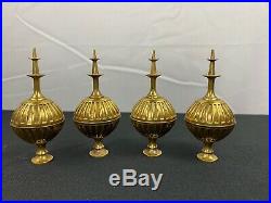 Lot Of 4 Vintage Mantel Scroll Clock Brass Finial Parts Lamp 3 3/4 Tall Spire