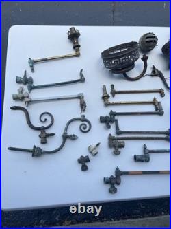 Lot Of 55 PCS Antique Brass Gas Light Wall Sconce Lamp Parts Ornate Victorian