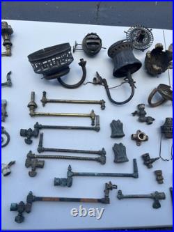 Lot Of 55 PCS Antique Brass Gas Light Wall Sconce Lamp Parts Ornate Victorian