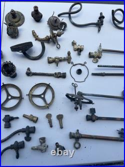 Lot Of 55 PCS Antique Brass Gas Light Wall Sconce Lamp Parts Ornate Victorian