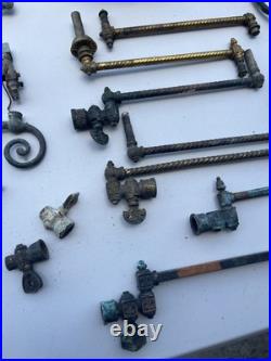 Lot Of 55 PCS Antique Brass Gas Light Wall Sconce Lamp Parts Ornate Victorian
