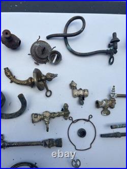 Lot Of 55 PCS Antique Brass Gas Light Wall Sconce Lamp Parts Ornate Victorian