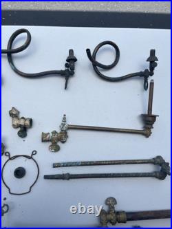 Lot Of 55 PCS Antique Brass Gas Light Wall Sconce Lamp Parts Ornate Victorian