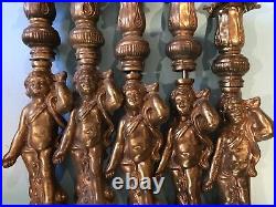 Lot Of (5) Antique Gold Cherub Aged Patina Chandelier Desk Lamp Parts Cast Metal