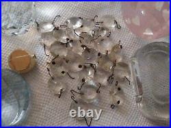 Lot Of 75 Vintage Crystal Prisms Glass Chandelier Lamp Parts 4 inches &big orbs