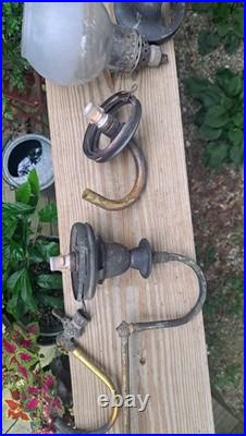 Lot Of Antique Victorian Gas Light Fixtures and Globes Parts And Pieces