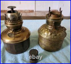 Lot Of Victorian Brass Oil Lamp Fonts c1890s Untested Selling As Is