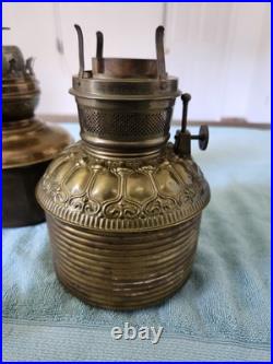 Lot Of Victorian Brass Oil Lamp Fonts c1890s Untested Selling As Is