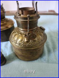 Lot Of Victorian Brass Oil Lamp Fonts c1890s Untested Selling As Is